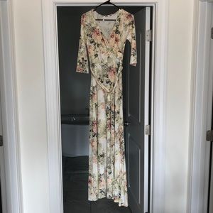 Ivory Floral Wrap Maxi Dress